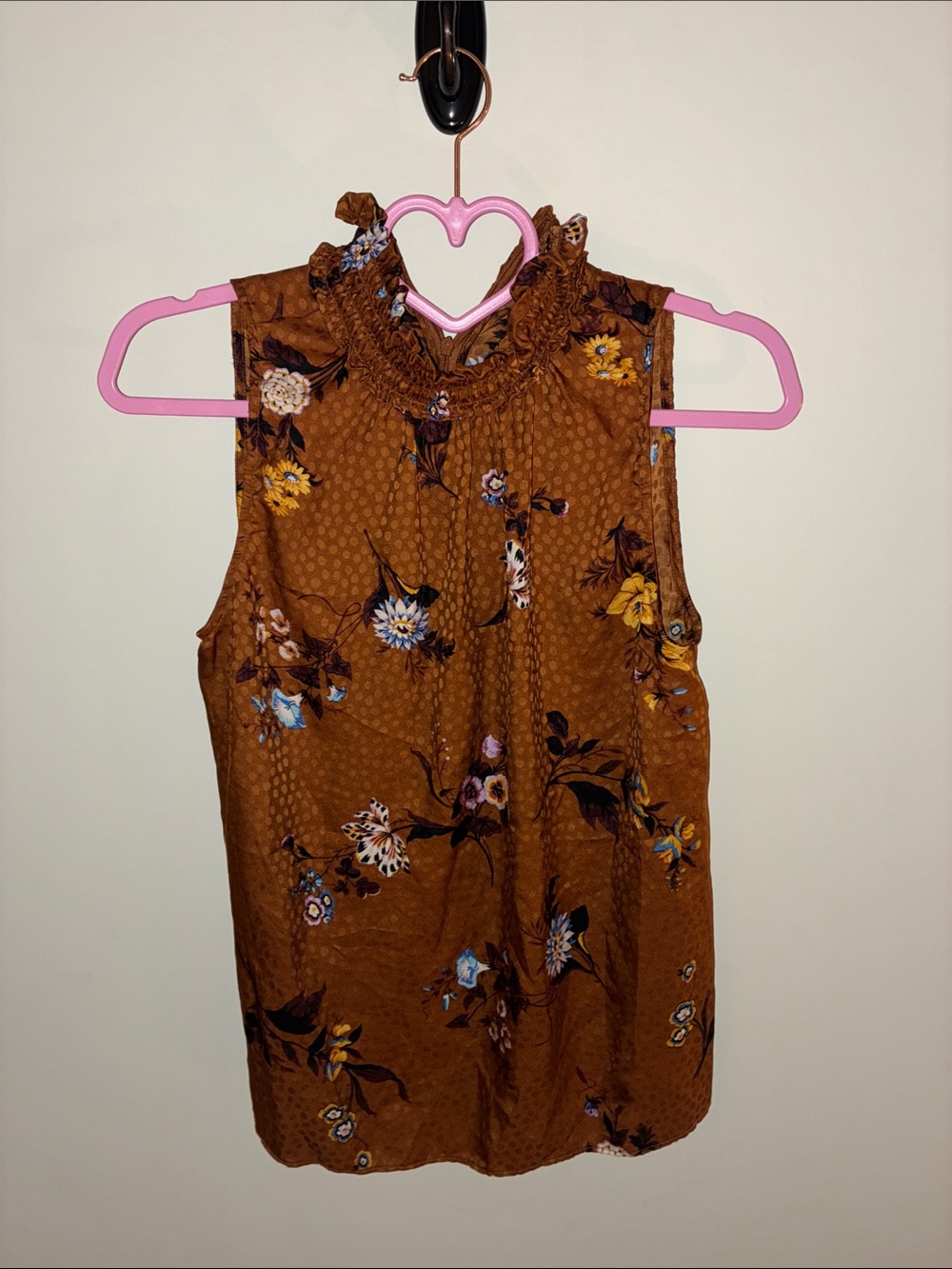 Ann Taylor Rust Brown Floral Sleeveless Top